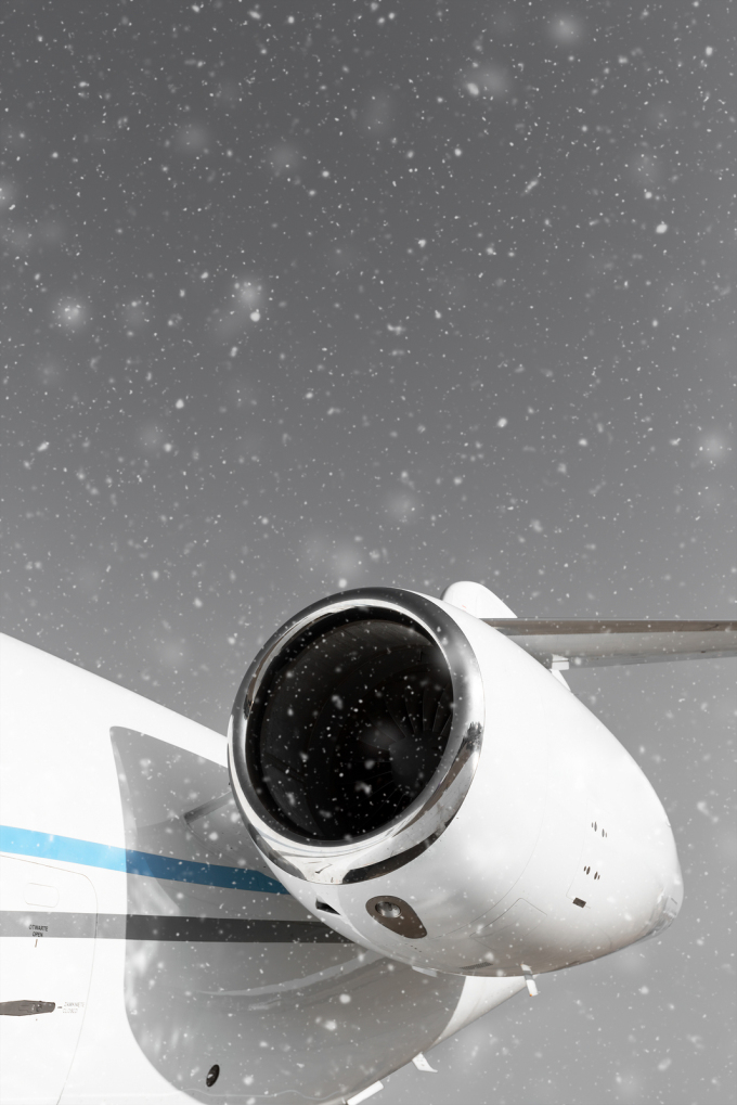 Private Jet in snowfall