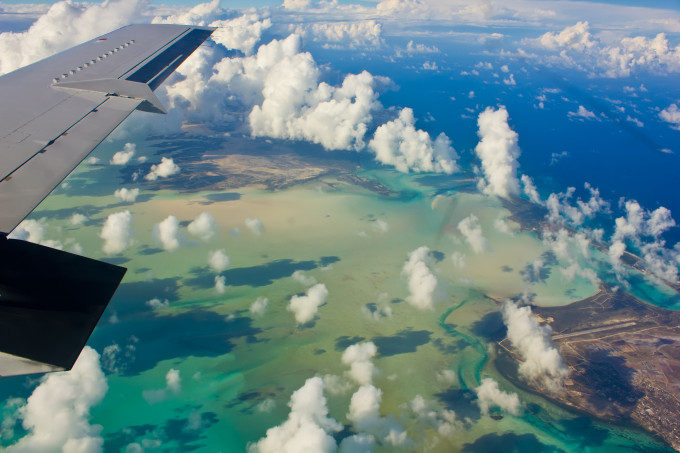 Turks and Caicos lagune shot from plane