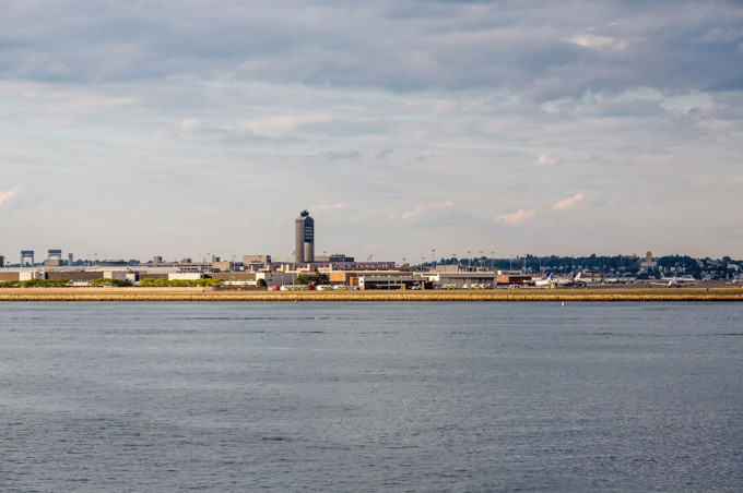 Logan National Airport from across the harbor.