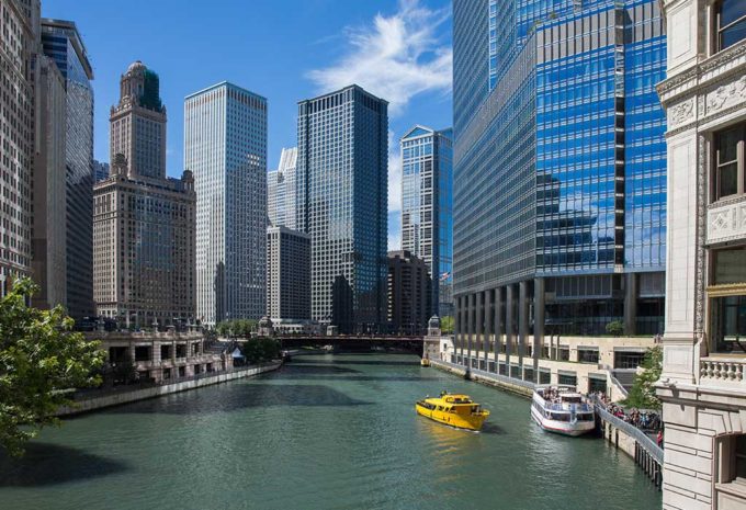 River view of Chicago.