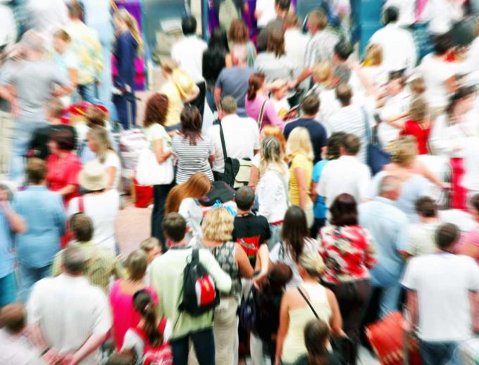 A summer airport crowd.