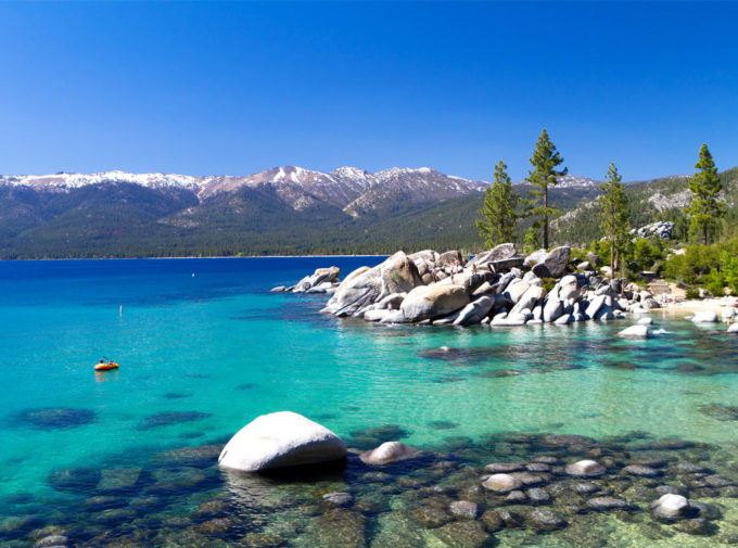 Visit Lake Tahoe when you go to Harrah’s hotel and casino in Nevada.