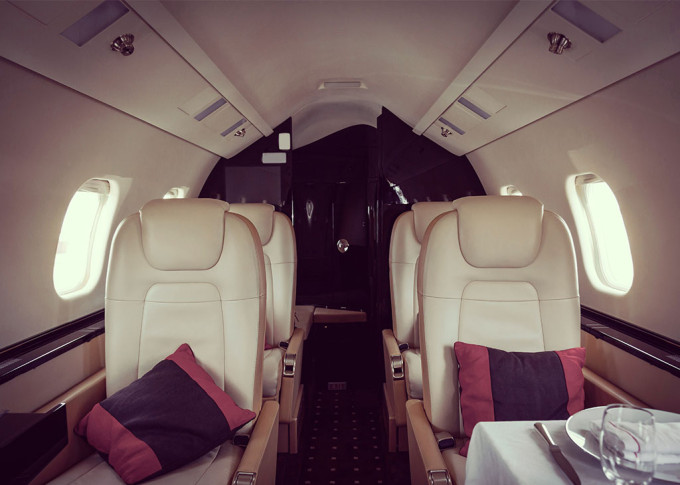 Private jet charters offer luxurious interiors