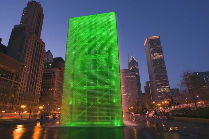 Millenium Park, Chicago at night.