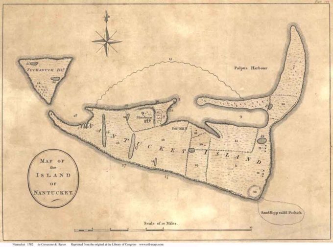 Historic Map of Nantucket Island.