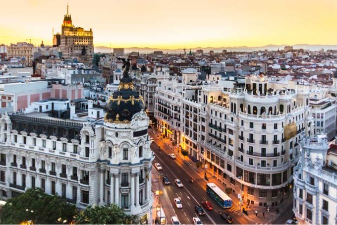 Panoramic view of Madrid, Spain.