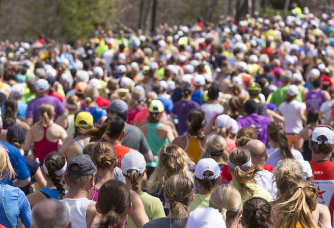 Runners running a marathon.