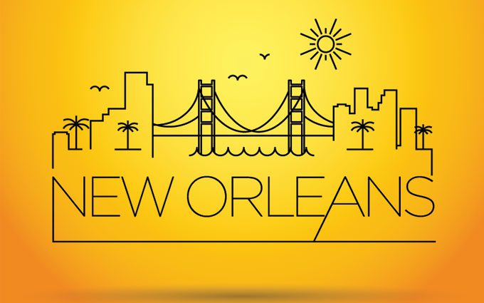  Linear New Orleans City Silhouette with Typographic Design By avniunsal