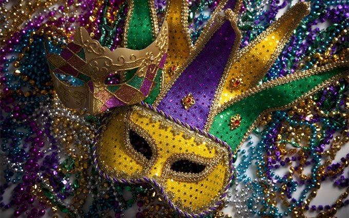 Mardi Gras Mask and Beads